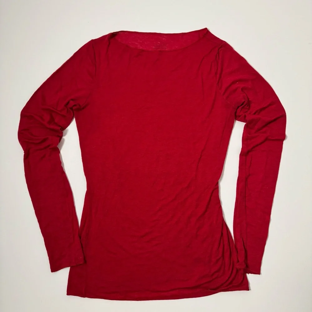 Intimissimi Red Cashmere Modal Long Sleeve Tee Top Size M Boat Neck - Picture 1 of 5